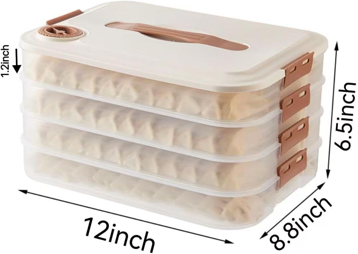MANHONGYU 4-layer Food Storage Containers,Plastic Cookie Containers,Stackable Cookie Carrier, Dumpling Storage Box