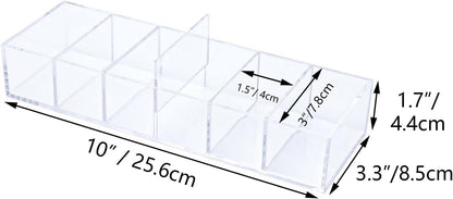 NatSumeBasics Clear Acrylic Drawer Organizer with 6 Compartments, 3.3" Width Desk Storage for Office Accessories, Not for Credit & Business Cards