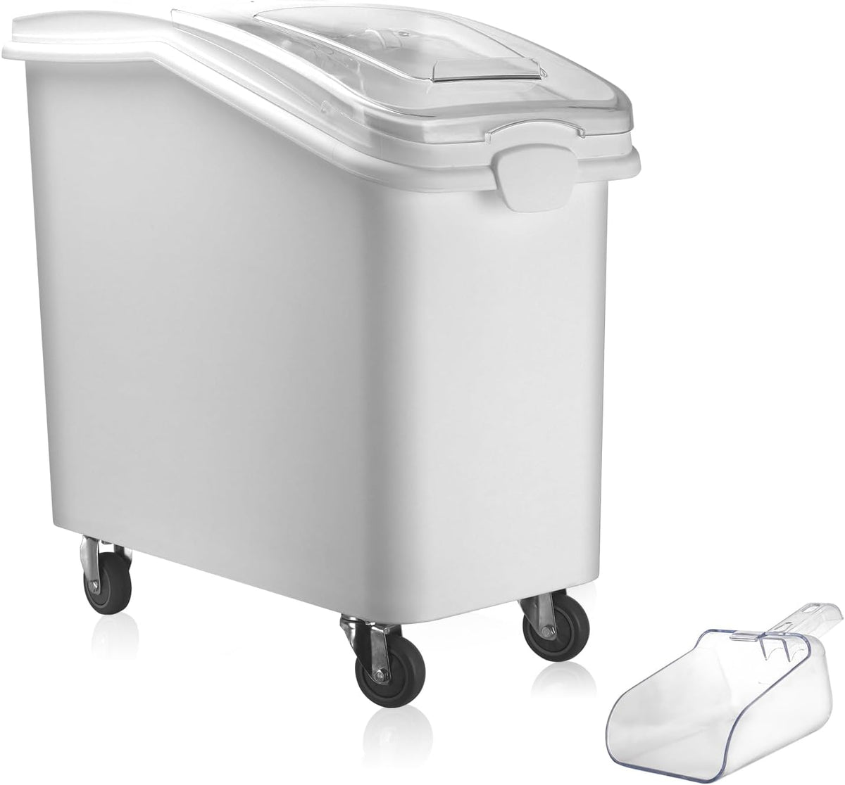 26.93 Gallon Commercial Flour Bin with Locking Wheels,Mobile Ingredient Storage Container,Holds 227lb Sugar /149lb Flour,Kitchen & Pantry Organizer