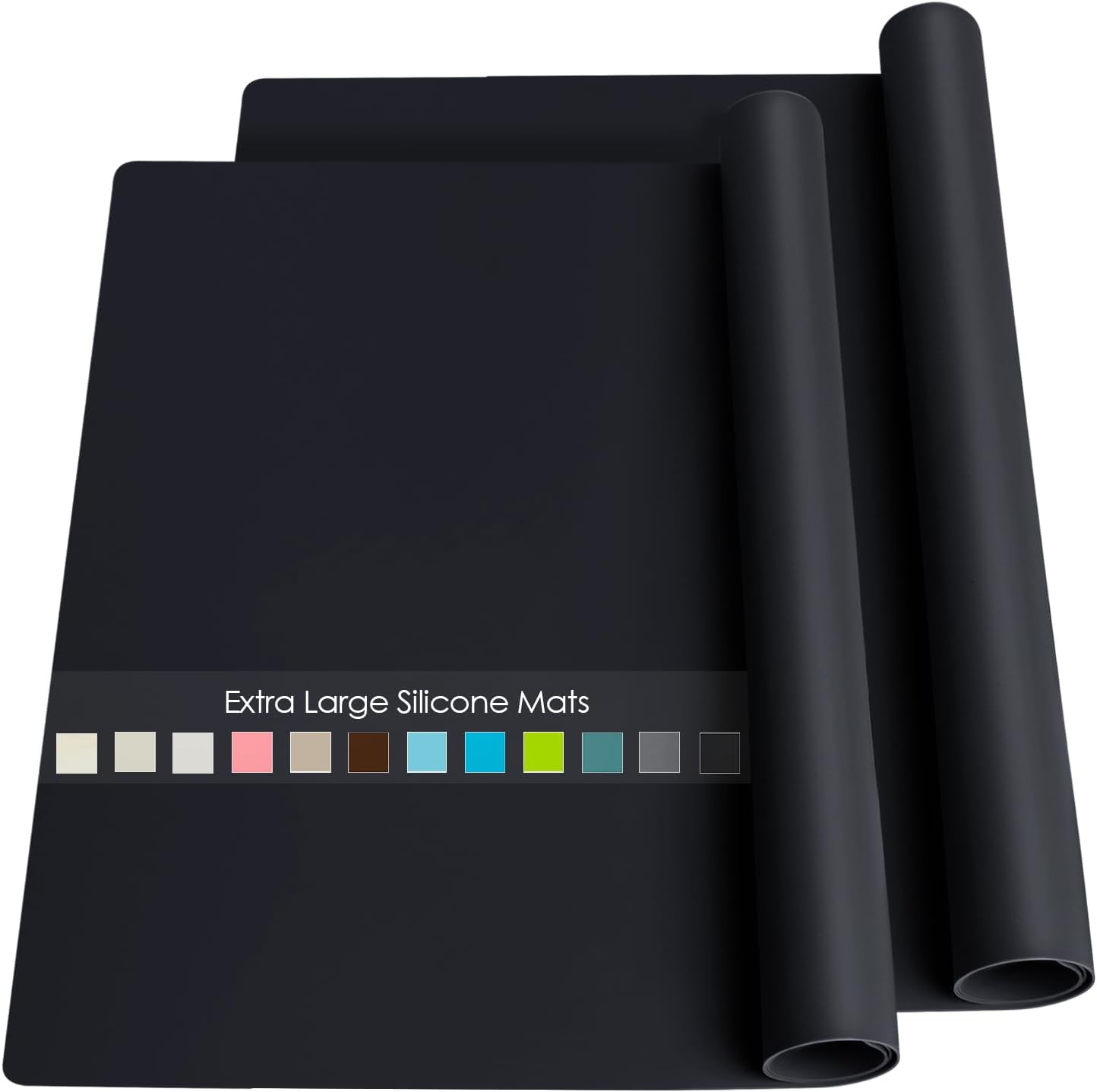 Extra Large Dark Green Countertop Mat - Silicone Table Kitchen Desk Mat - Non-Slip & Heat Resistant - Dinner Placemat Pastry Dough Rolling Mat - Colors A