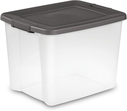 Sterilite 18-Pack Plastic Storage Bins w/ Lids, Shelf Totes Clear Containers, 25 Qt, Gray