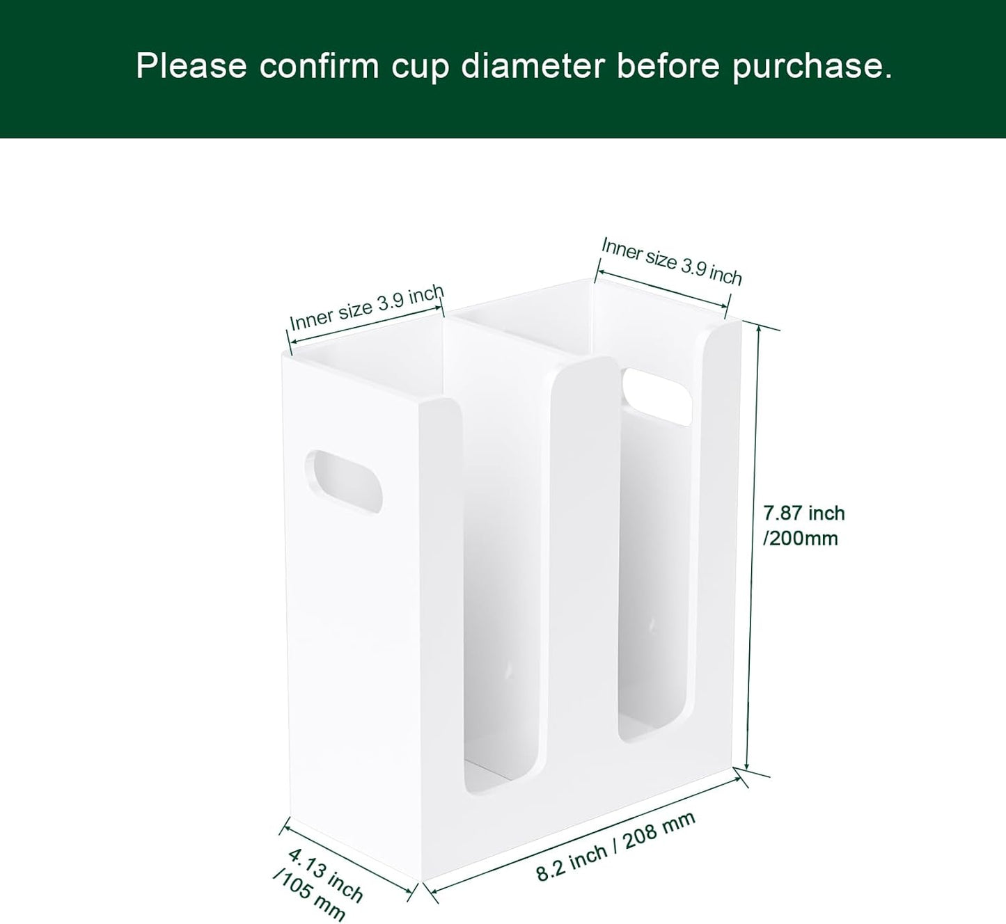 Disposable Coffee Cup Dispenser with Handles, Countertop or Wall Mount Hot/Cold Drink Cup and Lid Holder - Bathroom/Kitchen/Office Acrylic Cup Lid Storage Organizer (1 Compartment, Clear)