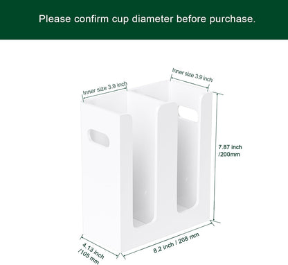 Disposable Coffee Cup Dispenser with Handles, Countertop or Wall Mount Hot/Cold Drink Cup and Lid Holder - Bathroom/Kitchen/Office Acrylic Cup Lid Storage Organizer (1 Compartment, Clear)