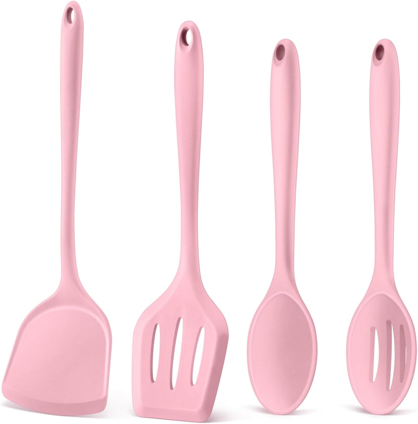 P&P CHEF Kitchen Utensil Set, 4 Pieces Non-stick Silicone Cooking Utensils, Heat-resistant Slotted Solid Spoon Turner for Frying, Mixing, Serving, Non-toxic & Easy to Clean, Blue