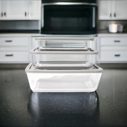 DURA LIVING 4-Piece Glass Food Storage Container (2 Containers + 2 Lids) | 6.55-Cup Rectangular, Leakproof | Microwave, Freezer, Oven & Dishwasher Safe | Ideal for Meal Prep & Pantry Organization