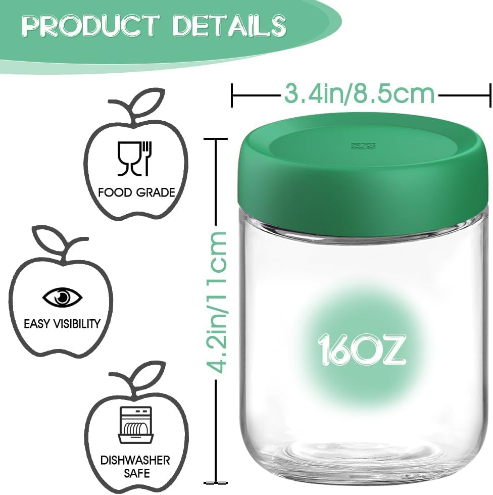 10oz Overnight Oats Containers with Lids - 2 Pack Bulk Airtight Glass Jars Meal Prep Jar for Yogurt Salad, Smoothies, Reusable Full Storage Containers appliance (Leakproof, Dishwasher & Freezer Safe)