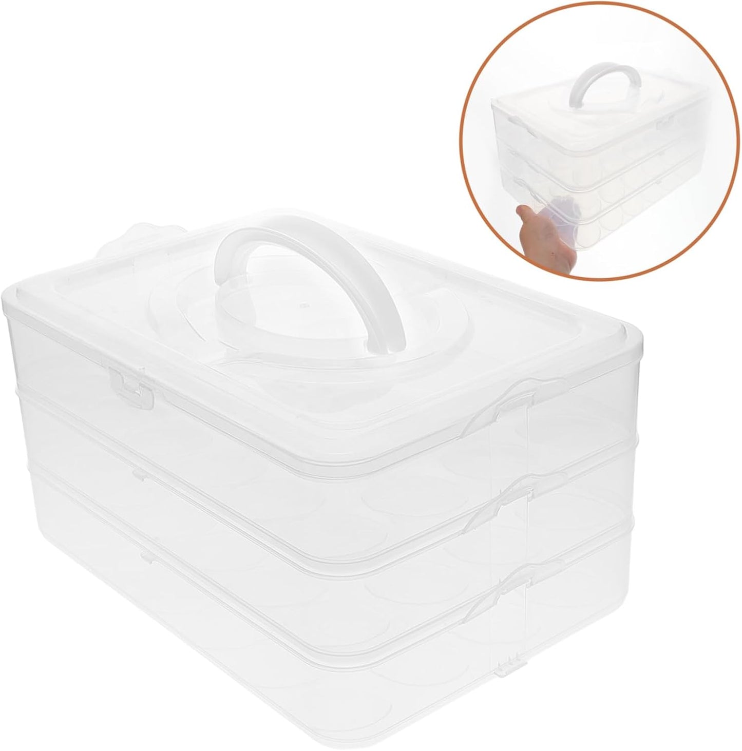 2layer Stackable Carrier with Lid Refrigerator Storage Box Portable and Secure Design for Parties and Kitchen Use Easy to Carry with Handle