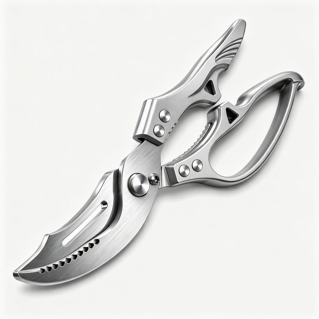 Heavy Duty Poultry Shears, Spring-Loaded Kitchen Scissors with Safety Lock