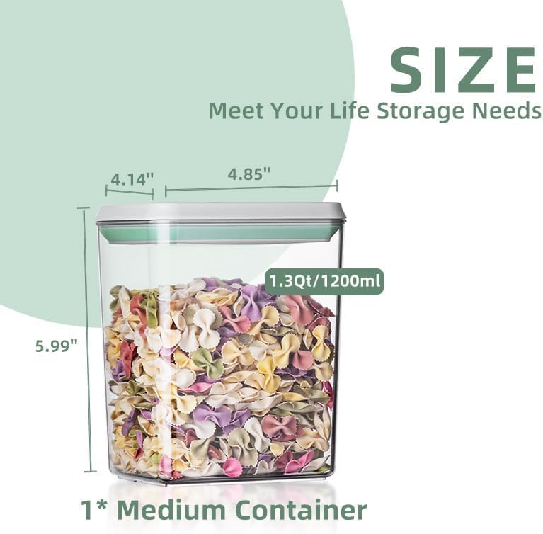 Pop Containers with Lids - Stackable Airtight Food Storage, Kitchen Pantry Storage Containers for Snacks Candy Salt Herbs Spices BPA-Free (3300ML / 3.48QT / 112OZ *3)