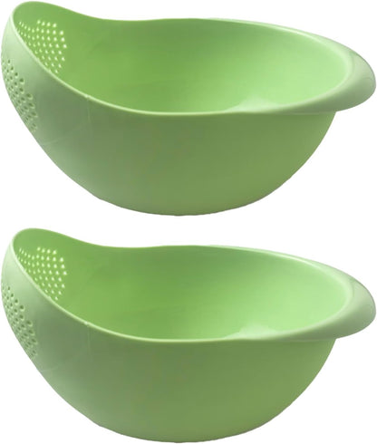 2-in-1 Rice Colander, Vegetable and Fruit Cleaning Filter Basket, 2Piece Sturdy and Easy-To-Use Food Grade Kitchen Tool Accessories (Pink+white, Small)