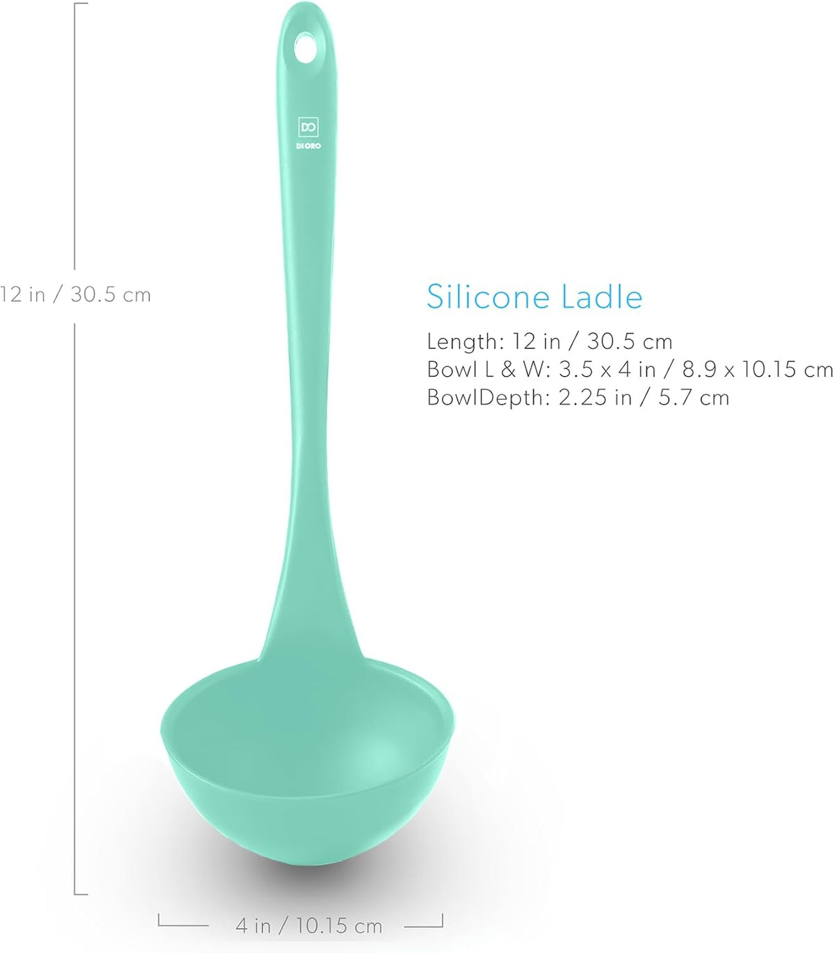 DI ORO Silicone Ladle - Soup & Serving, 600F Heat Resistant, Black