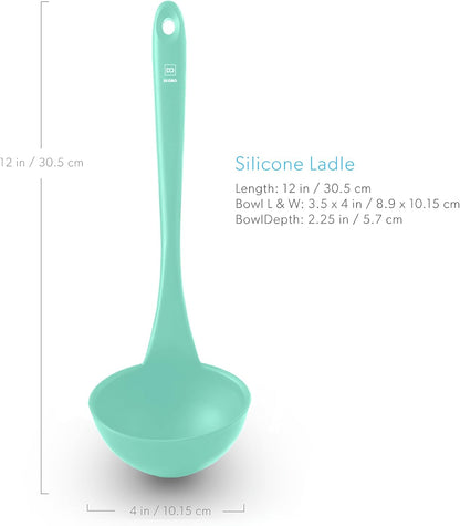 DI ORO Silicone Ladle - Soup & Serving, 600F Heat Resistant, Black