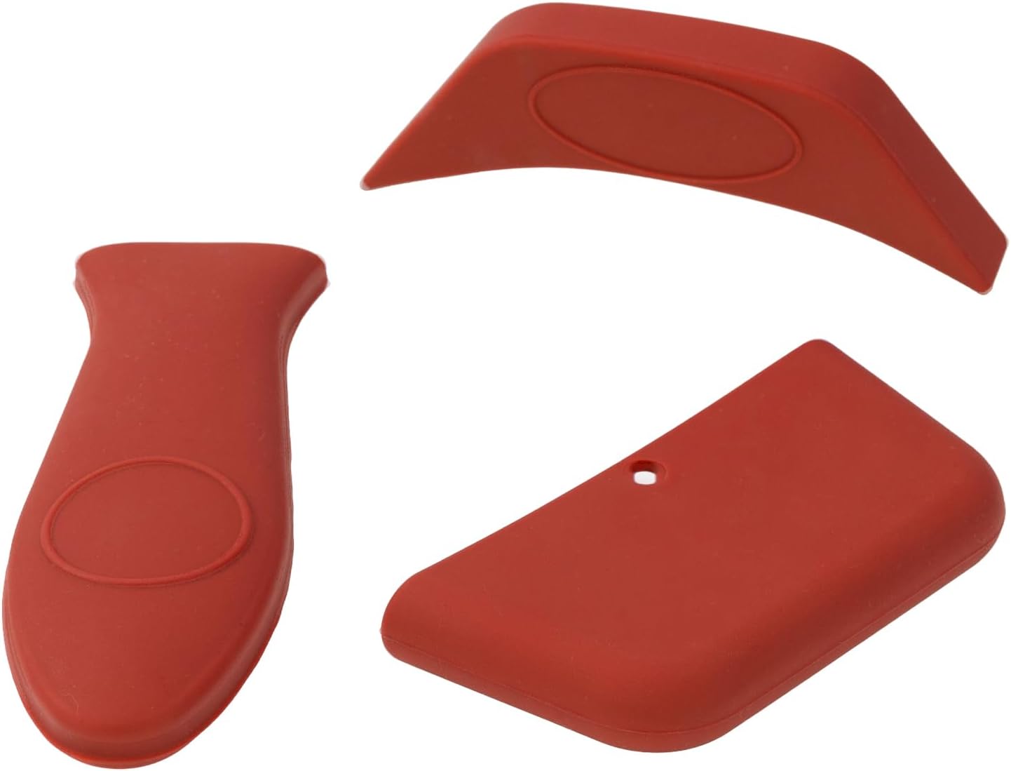 Three Piece Set Of Red Silicone Handle, Heat-Resistant Handle, Cast Iron Frying Pan Cover, Anti Slip Insulation Cover, Size 5.6 * 0.8 Inches