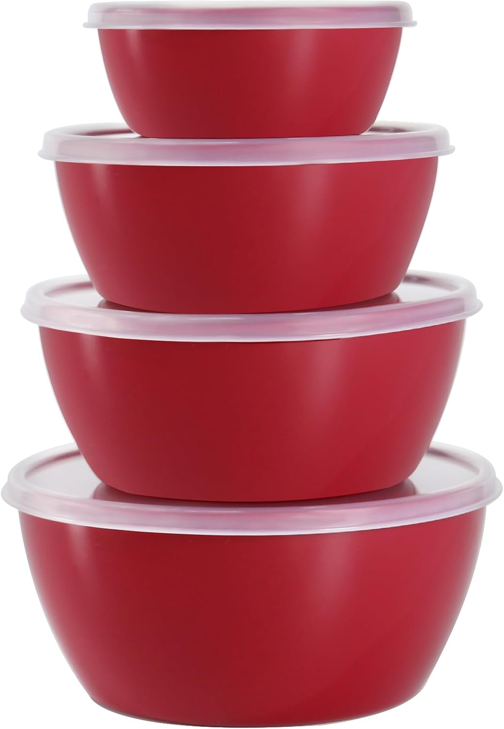 4-Piece Classic Plastic Prep Bowls with Lids, Nesting Plastic Small Mixing Bowl Set for Mixing, Baking, Prepping, Cooking and Serving Food, Microwave and Dishwasher Safe (Yellow)