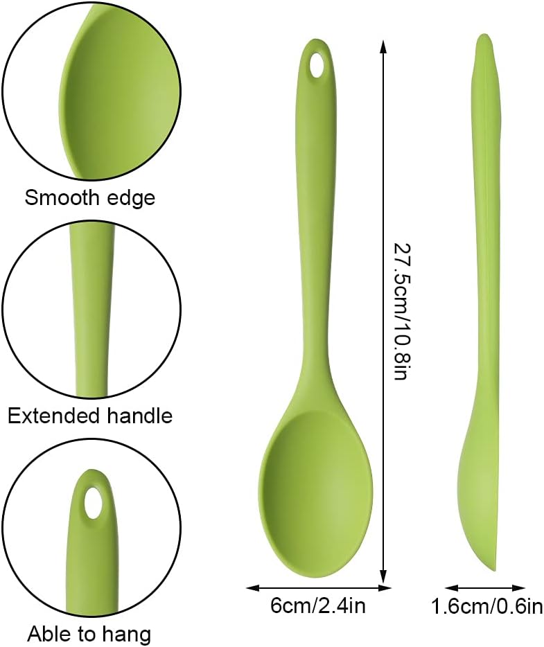 4 Pieces Silicone Spoons for Cooking, Large Silicone Mixing Spoon Set, Nonstick Heat-Resistant Cooking Spoons, 4 Colors Kitchen Utensil Spoons for Mixing Baking Cooking Serving Stirring Tools