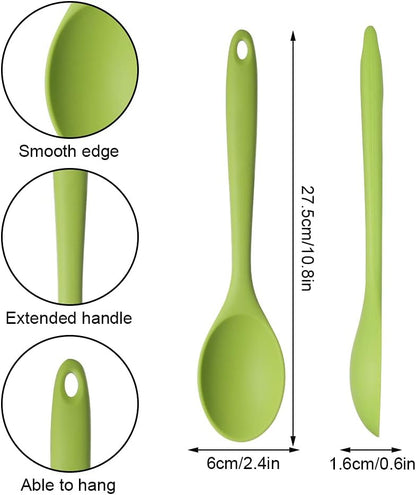 4 Pieces Silicone Spoons for Cooking, Large Silicone Mixing Spoon Set, Nonstick Heat-Resistant Cooking Spoons, 4 Colors Kitchen Utensil Spoons for Mixing Baking Cooking Serving Stirring Tools