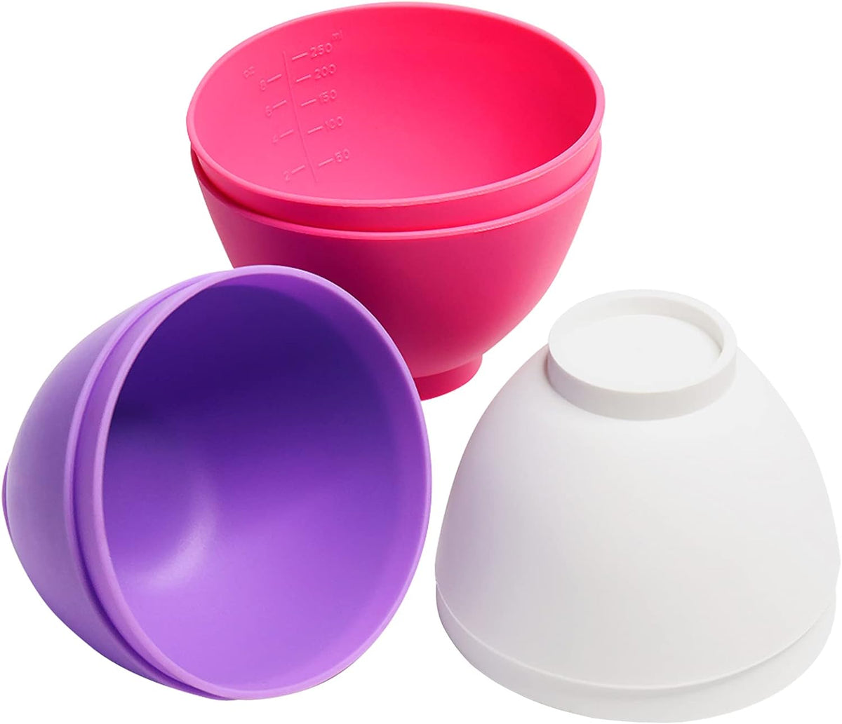 Silicone Mixing Bowl for Melting Chocolate, 6PCS (Green, Grey, White)