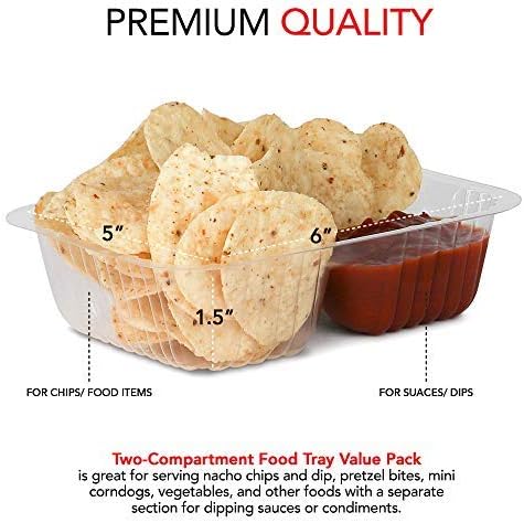 12oz Plastic Nacho Trays (100 Pack) Small Disposable Tray for Nachos & Cheese Dip, Concession Stand Supplies, Movie Night Snacks for Kids, Carnival Party Decorations, Food Boats, Snack Containers…
