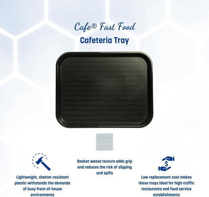 Carlisle FoodService Products Café Cafeteria Tray, Fast Food Tray for Restaurant or Commercial Use, 14" x 18", 1 Count, Black