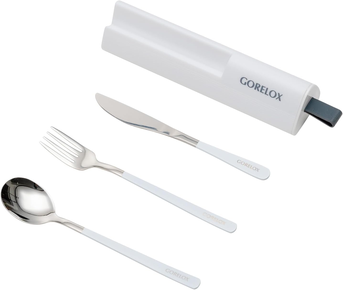 Travel Utensils Set, 4pcs Stainless Steel Reusable Cutlery, Portable Silverware Lunch Box for Camping and Office, Include Fork Spoon Knife with Case