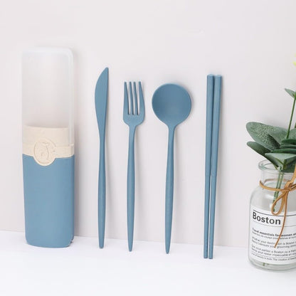 Reusable Utensils Set With Case,Travel Utensils With Case,Reusable Lunch Box Accessories,Portable Chopsticks Knife Fork And Spoon Lunch Set For Travel Daily Use