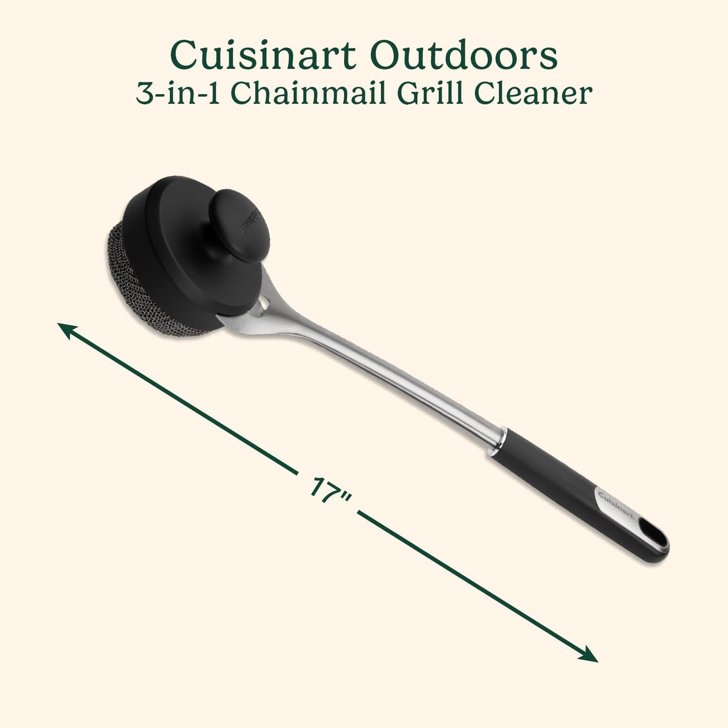 Cuisinart Grill Renew Steam Cleaner Brush, Bristle Free Cleaning Brush for All Grills, Perfect Worry-Free Grill Brush Accessories for BBQ, Clean Cast Iron Grates, Stainless Steel, Porcelain