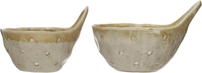 Creative Co-Op Stoneware Colanders with Handles, Set of 2