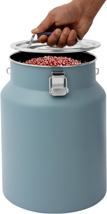 Sealed Rice Storage Container, 12L/3gal Stainless Steel Kitchen Food Storage Bin with Lids Locking Clamp, Airtight Canisters Container for Flour Rice Cereal Grain Coffee Bean (Red)