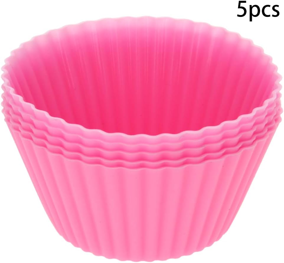 Utoolmart Silicone Cupcake Baking Cups,Reusable Silicone Baking Cups, Non-stick Cupcake Muffin Liners Cake Molds Set, Use As Lunch Box Dividers, 5 Pcs