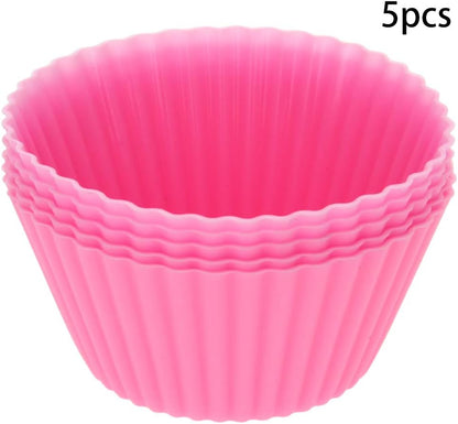 Utoolmart Silicone Cupcake Baking Cups,Reusable Silicone Baking Cups, Non-stick Cupcake Muffin Liners Cake Molds Set, Use As Lunch Box Dividers, 5 Pcs