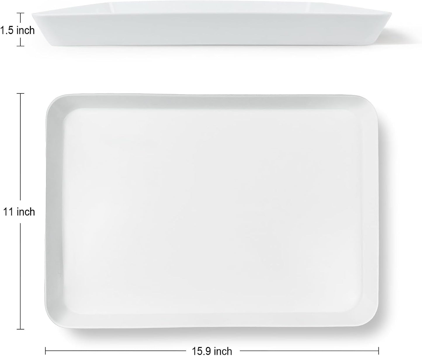 greenandlife 4 pcs 16" x 11" Large Serving Trays for Party Supplies, Plastic Platters for Serving Food, Unbreakable Reusable Trays for Snack, Fruit, Cookies, Desserts in Kitchen, BPA Free, Black