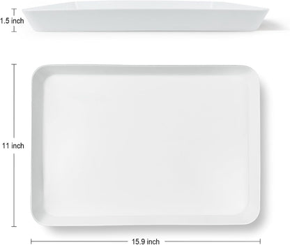 greenandlife 4 pcs 16" x 11" Large Serving Trays for Party Supplies, Plastic Platters for Serving Food, Unbreakable Reusable Trays for Snack, Fruit, Cookies, Desserts in Kitchen, BPA Free, Black