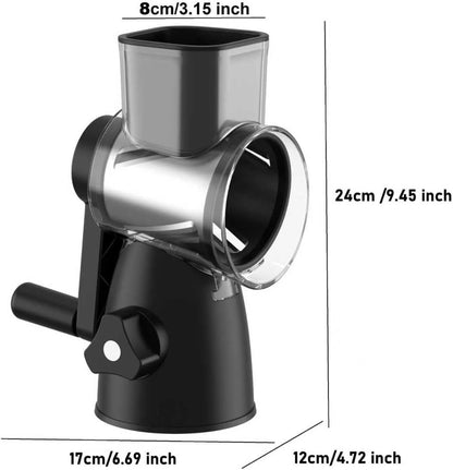Rotary Cheese Grater Shredder 3-in-1 Hand Crank Suction Base
