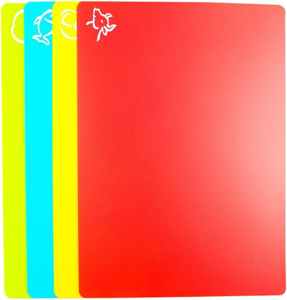 Flexible Cutting Board mats, Plastic Cutting Boards for Kitchen Cooking, Cutting board sheets for Meat and Vegetables, Dishwasher Safe Set of 4Pcs