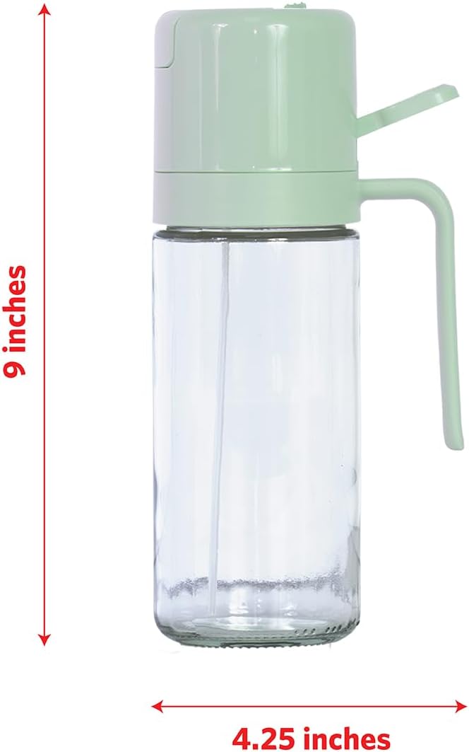 Glad 2 in 1 Oil Dispenser, 18.6oz/550ml - Olive Oil Sprayer for Cooking, Pouring Salad Dressing, and Grilling - Kitchen Gadget with Refillable Glass Bottle, Handle, and Mist or Pour Options - Rust