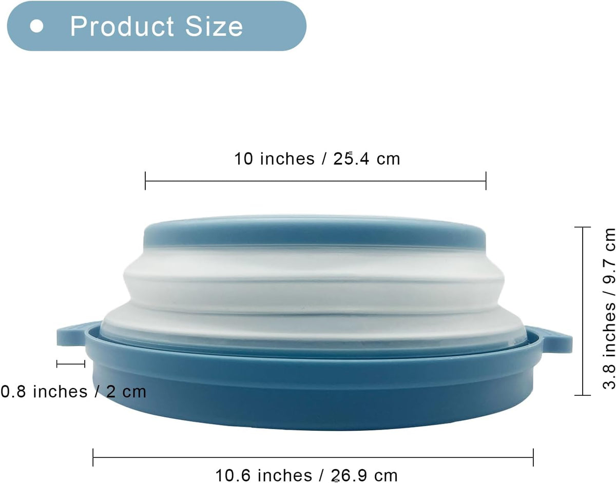 Microwave Cover for Food, 10.2 Inch Microwave Splatter Cover with Anti-Scald Tray, Collapsible Vented Microwave Plate Cover, BPA-Free Food Lid with Handles for Compact Microwaves