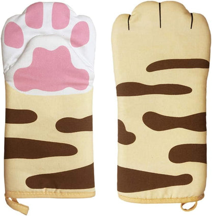 Oven Mitts Kitchen Cooking Baking Heat Resistant Cat Glove, 1 Pair Claw