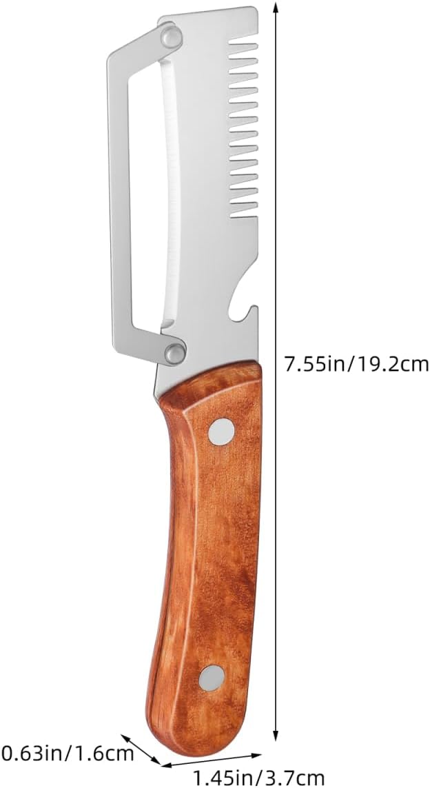 2pcs Multifunctional Vegetable Peeler Shredder, 3-in-1 Stainless Steel Julienne Peeler Tool with Bottle Opener and Non-slip Wooden Handle, Fruit Peeling Knife for Kitchen
