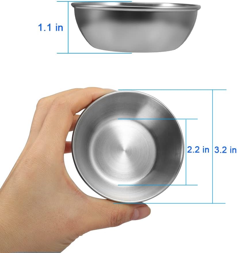 8 Pack 3.2inch Stainless Steel Sauce Dishes Mini Individual Saucers Bowl Round Seasoning Dishes Sushi Dipping Bowl Appetizer Plates, Champagne Gold