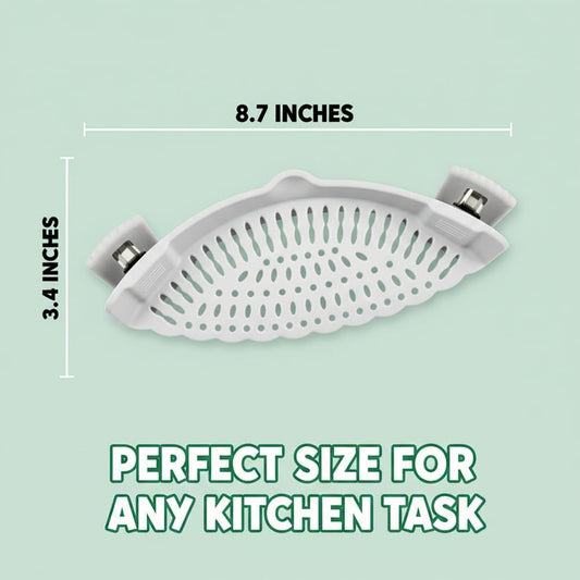 Silicone Clip On Strainer for Pots and Pans - Universal Hands-Free Pasta Strainer - Heat Resistant Food-Grade Colander for Draining Noodles, Meat, Vegetables & Fruit - Space Saving Kitchen Gadgets
