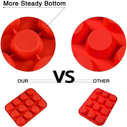 CAKETIME 12 Cups Silicone Muffin Pan - Nonstick Cupcake Pan 1 Pack Regular Size Silicone Mold for Baking