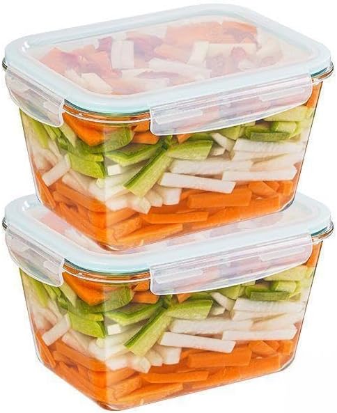 88Oz 2 Pcs Large Glass Food Storage Containers Family Size Set Baking Containers with Locking Lids Storing food, BPA Free Leak Proof Microwave Oven Safe