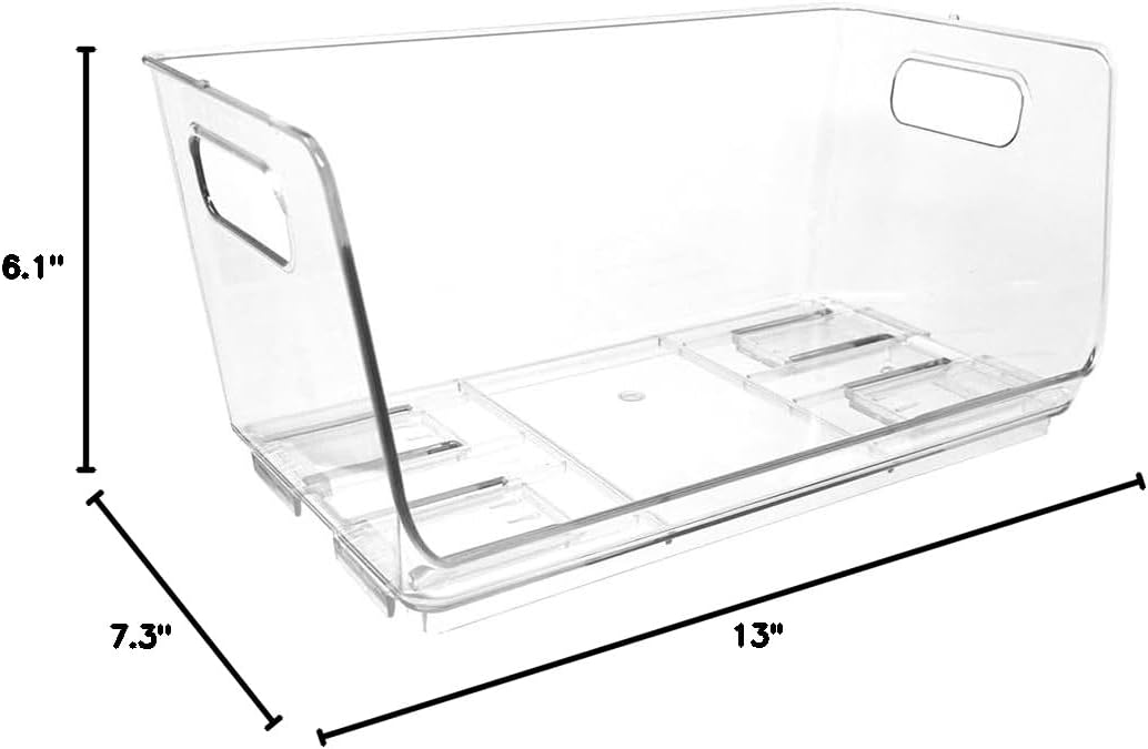 Isaac Jacobs 2-Piece (16" x 12" x 6.1") X-Large Wide Stackable Clear Storage Bins w/Open Front, Versatile Use, Set of 2, Desk, Office, Bathroom, Bedroom, Closet