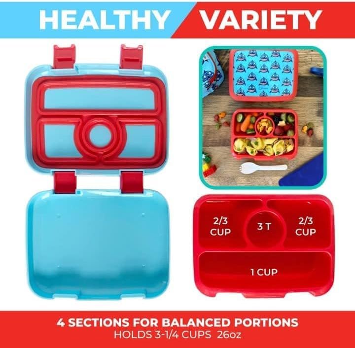 Bento Box with Stainless Steel Thermo, Insulated Lunch Bag, Ice Pack Set for Kids - 5 Compartments, Lunches or Snack Container for Girls, Toddlers Daycare Pre-School, Kindergarten Purple Unicorn