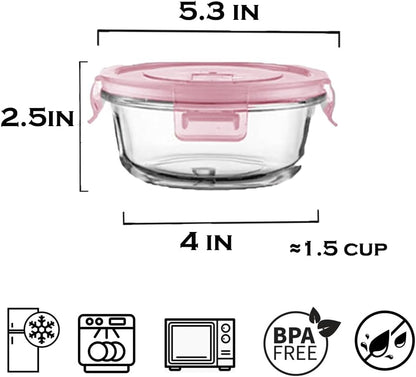 8 Pcs Square Glass Food Storage Container with Lids, 16OZ Square Glass Meal Prep Containers Set, 2 Cup glass Food Storage for Lunch Salad, Microwave, Oven, Freezer, Dishwasher Safe (4 Pack)