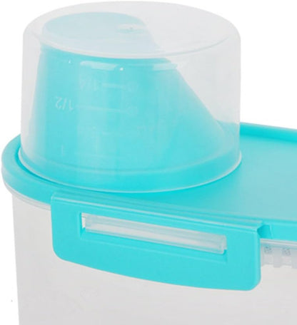 Pet Food Storage Container with Measuring Cup, Pour Spout and Seal Buckles Food Dispenser for Dogs Cats (Purple)