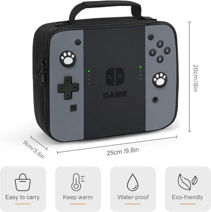 Game Lunch Bag for Boys Girls Gamer, Insulated Video Game Lunch Box for School Work Office Travel Picnic Hiking Beach, Waterproof Leakproof Portable Fits Most Bento Boxes