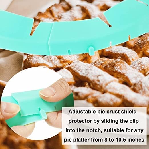 Adjustable Pie Crust Shield,Pie Edge Protector Tools,Round Silicone Baking Cake Pizza Cover,BPA-Free,for Halloween Christmas Party Baking,Fits 8-11.5 Inches Pie (Green-2PCS)