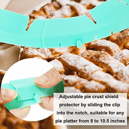 Adjustable Pie Crust Shield,Pie Edge Protector Tools,Round Silicone Baking Cake Pizza Cover,BPA-Free,for Halloween Christmas Party Baking,Fits 8-11.5 Inches Pie (Green-2PCS)