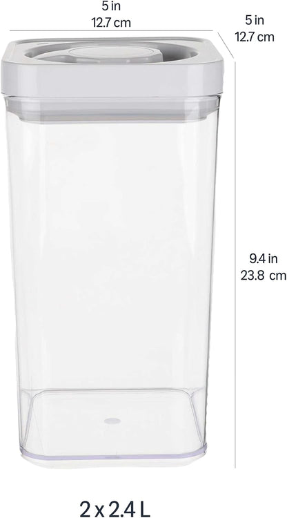 Amazon Basics Airtight Food Storage Containers, BPA Free, Dishwasher Safe, with Twist/Turn Lids, for Kitchen Pantry Organization, 10-Piece Square Set, Clear Plastic